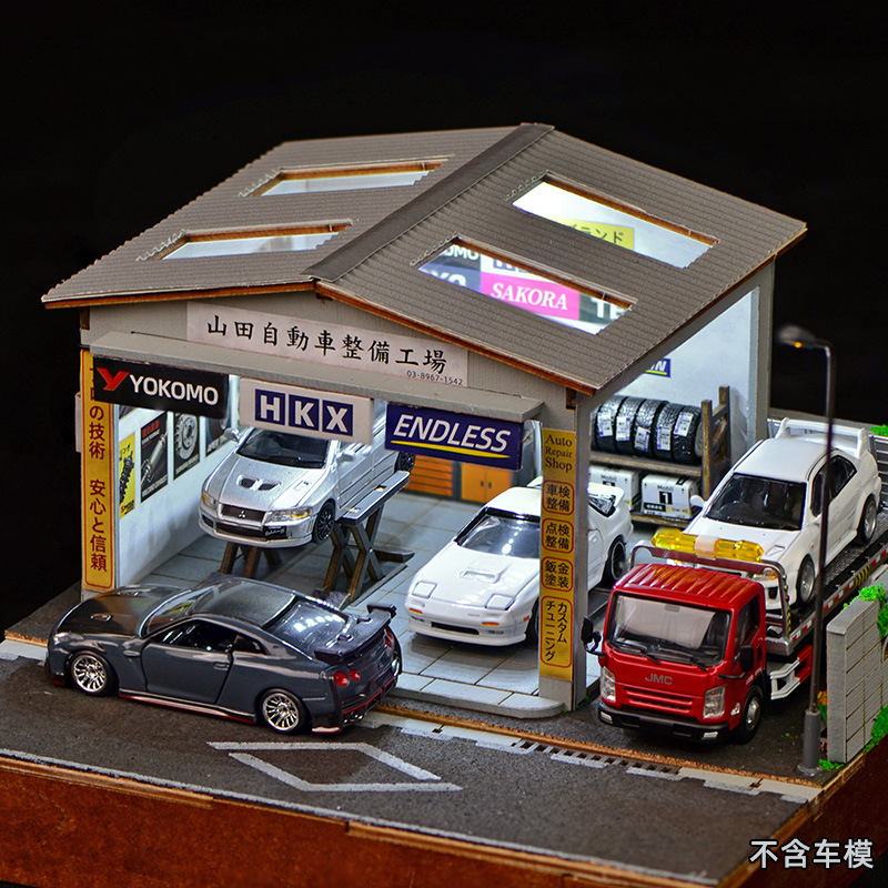 Model Kit Toy - Kit Diorama Bengkel Perbaikan Mobil Skala