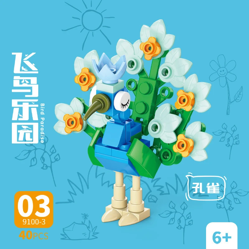 Model Kit Toy - Batu Bata Hewan Burung Surga Gagak